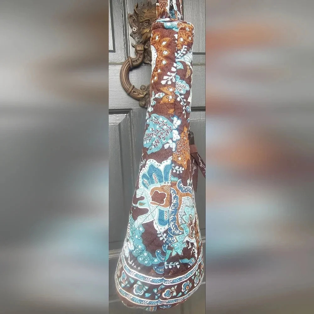 Retired Vera Bradley Blue Java Brown Floral Paisley Tote - Picture 3 of 16